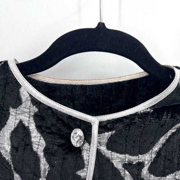 Vintage Bespoke Custom Black Crushed Velvet & Metallic Dress & Jacket - Picture 11 of 13